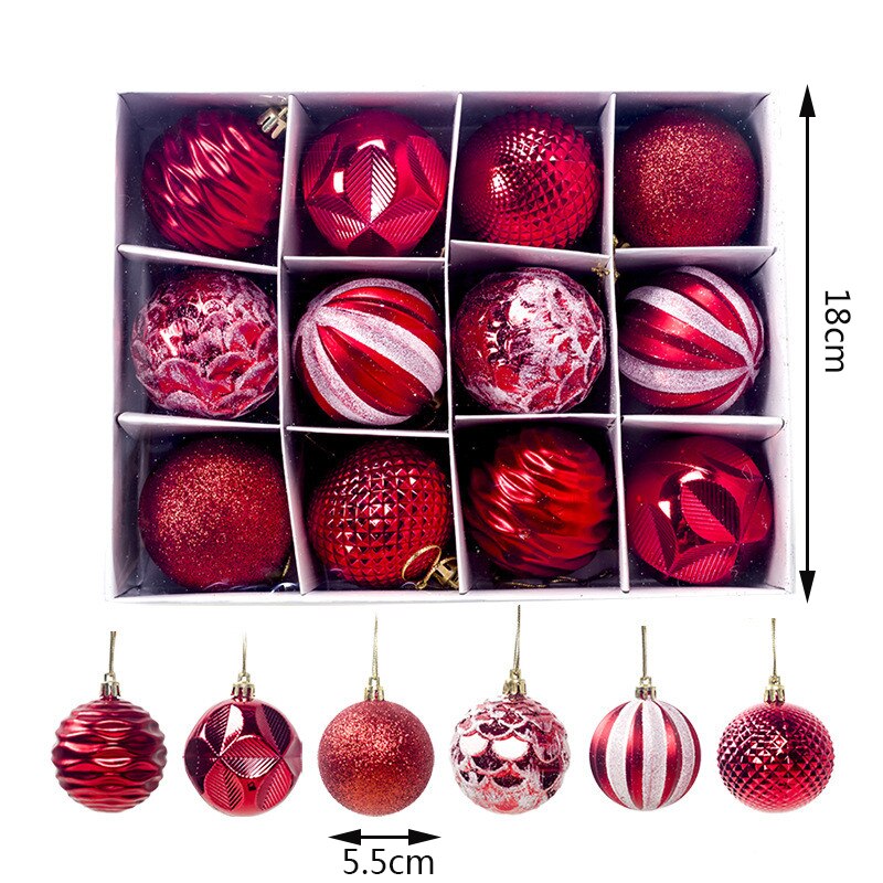 12 stk juletræsdekorationer til hjemmet flerfarvet hængende vedhæng 6cm xmas ornament fest tilbehør til dekoration
