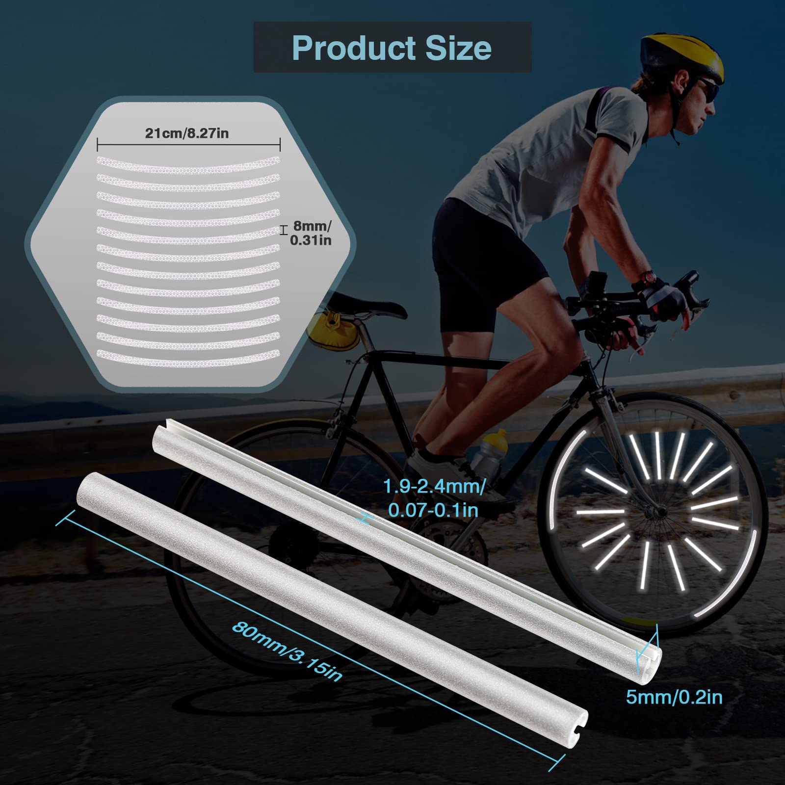 Reflector de radios para bicicleta, Clip de tubo, visibilidad de 360 °, conducción segura por la noche para todos los radios estándar de la bicicleta