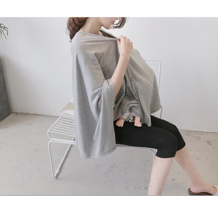 Multifunctional Nursing Cover Cotton Shawl Scarf Tops Feeding Cover Women Mother Breastfeeding Top For Nursing Mothers Pink Grey