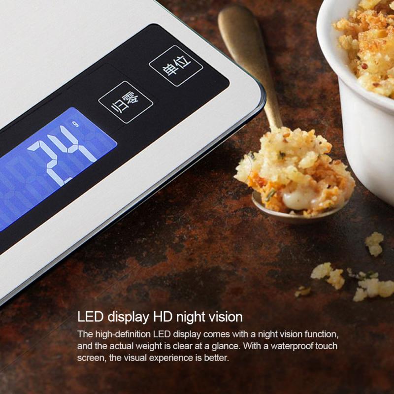Portable LCD Stainless Steel Electronic Digital Scale Kitchen Food Cooking High Precision Scale Steelyard Balance Measuring