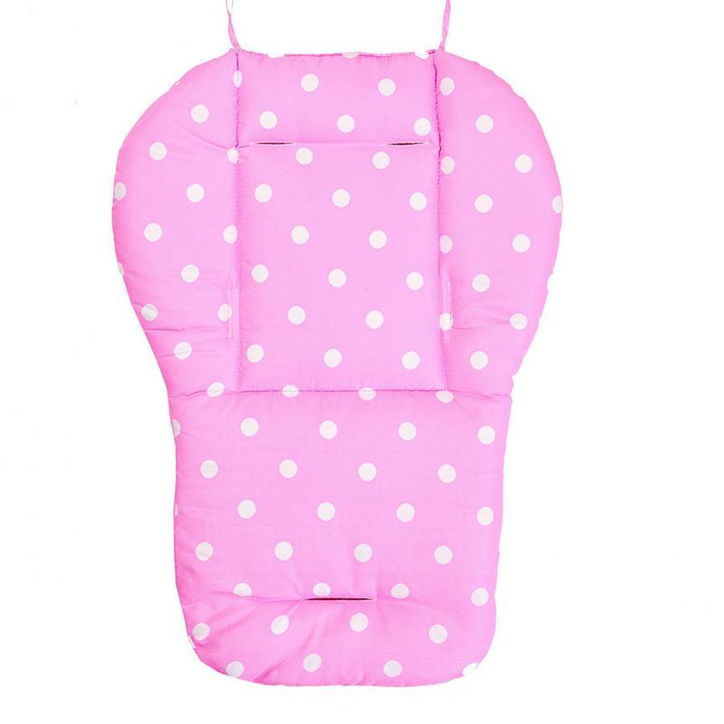 Dot Baby Stroller Seat Cushion Pushchair Pram Car Soft Mattresses Baby Carriages Seat Cotton Pad Stroller Mat Accessory: Pink