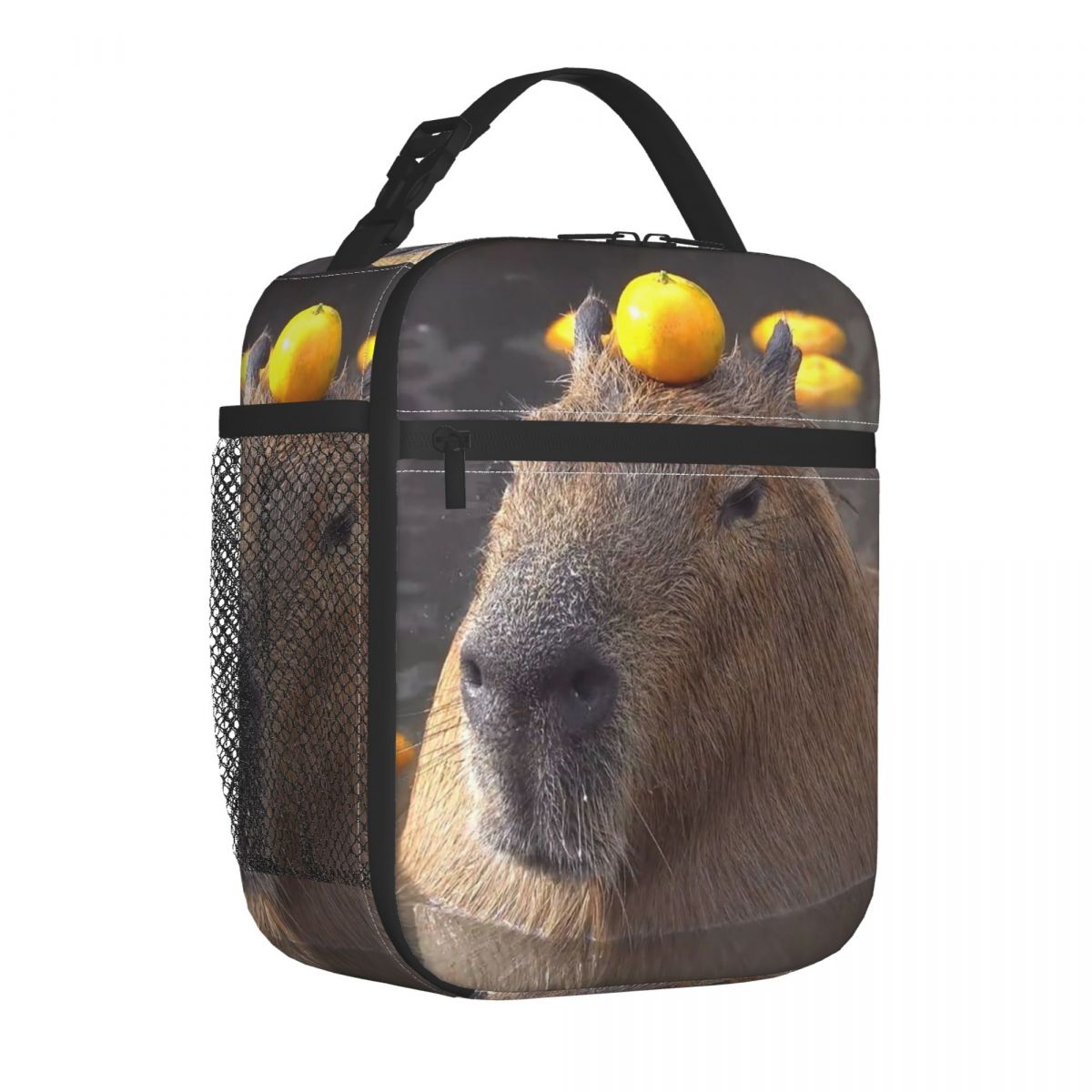 Don't Worry Be Capybara Insulated Lunch Bags Portable Reusable Cooler Bag Tote Lunch Box College Picnic Bento Pouch: Dark Grey