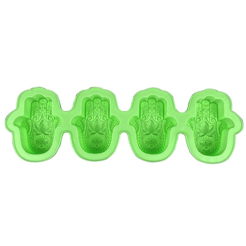 Lotus Hamsa Hand Epoxyhars Siliconen Mal Hand Van Fatima Kaars Zeep Mallen Tool N58F: green