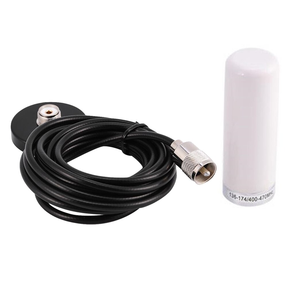 Antena de Radio móvil VHF UHF Ham de doble banda PL259 con Base magnética: Blanco