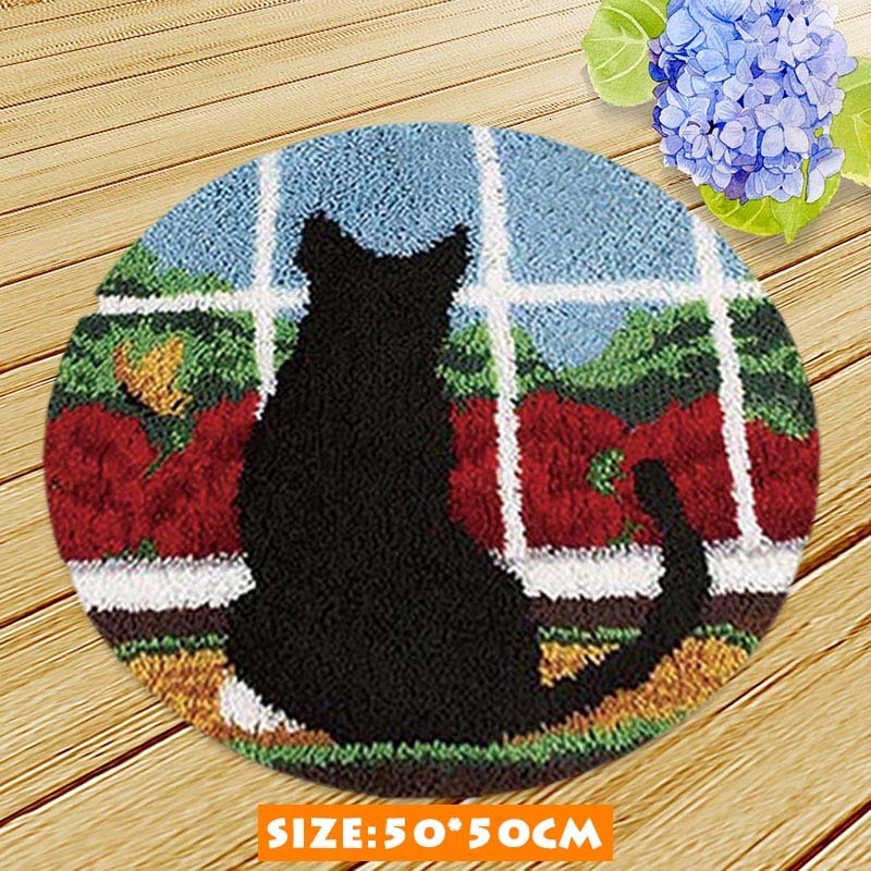 Knooppakket Klink Haak Kleed Bloemen Kits Diy Handwerken Mat Borduurwerk 3D Kat Hond Klink Haak Kussen Bloem Kit Almofadas Smyrna: ZD029