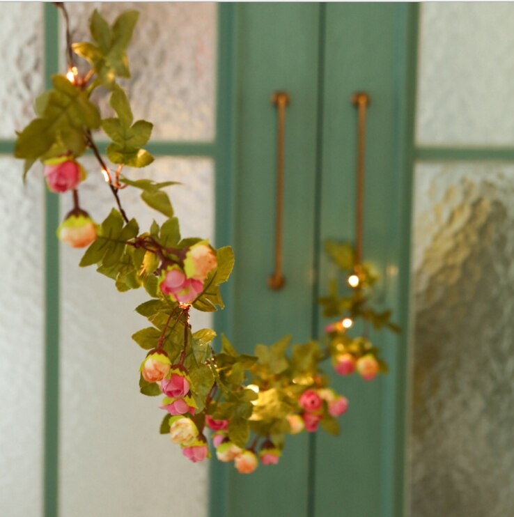 Nyaste lampsnöre käpp blomlampa snöre rose ins bröllopsdekoration led lampa julfestival batterilåda färg lampa