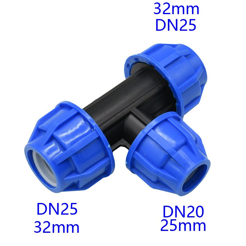 Dn15 dn20 dn25 ppr pvc pe rør tee vann splitter 1/2 3/4 1 tommers vannrør reduserende tee t kobling 1 stk.: E