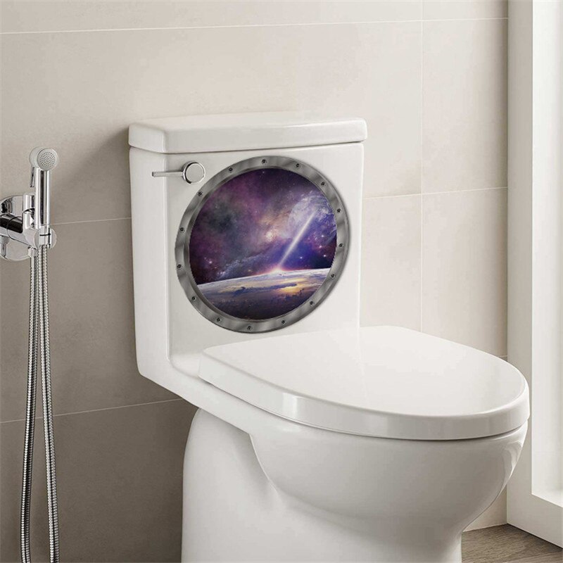 Underwater Scene Porthole Vinyl Wall Decal Seals Family Wall Art Ocean View 3D Illusion Kids Wall Decal Sea Outside Of Submarine