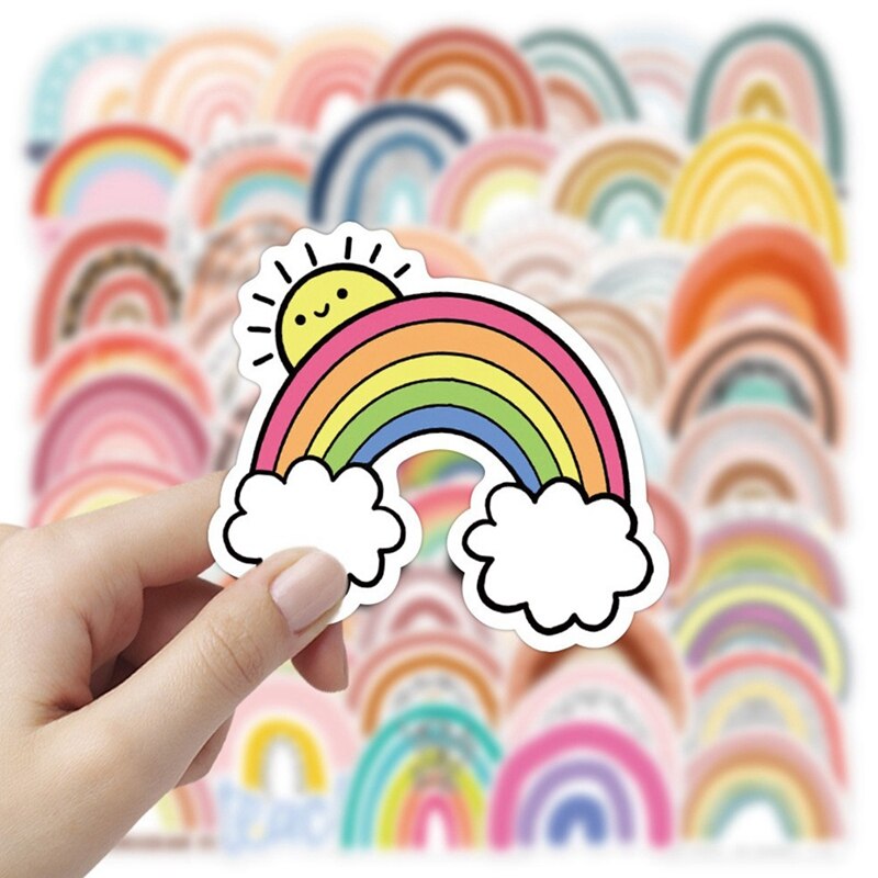 50 PCS adesivi arcobaleno colorati adesivi per Laptop adesivi ripetibili adesivi decorativi per Computer Scrapbooking fai-da-te