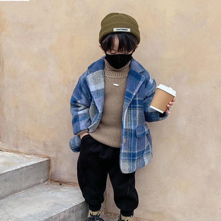 Veste à carreaux pour garçon, manteaux pour enfants, vêtements d&#39;extérieur à la , printemps automne 2022, 016