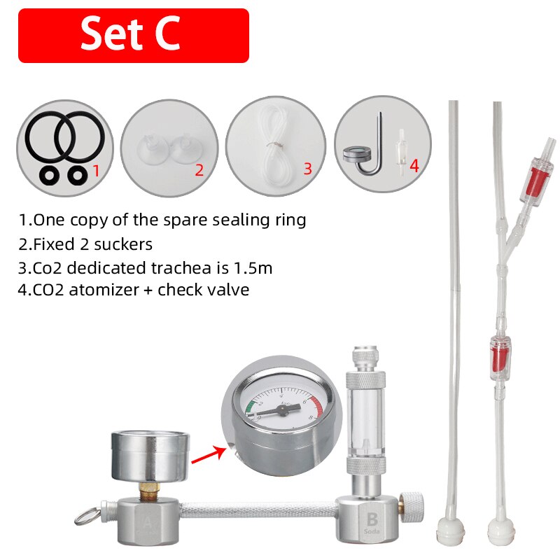 DIY CO2 Generator System Kit Aquarium CO2 Generator Bubble Counter Diffuser With Solenoid Valve For Aquatic Plant Growth: SET C