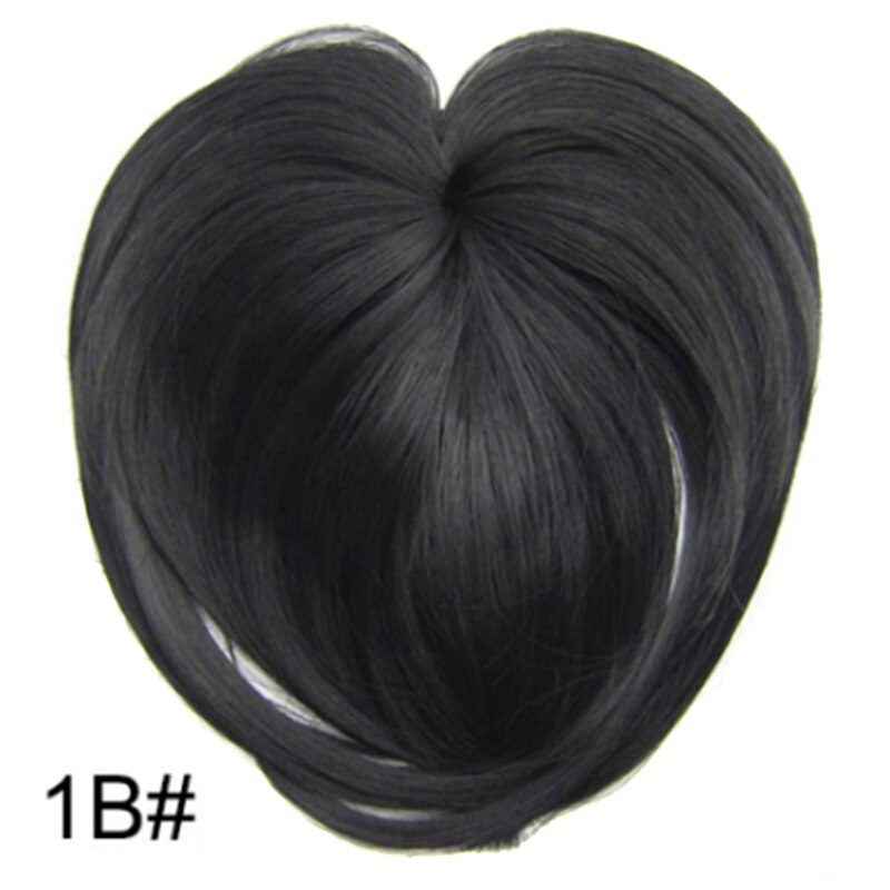 Silky Clip-Op Haar Topper Pruik Hittebestendige Vezel Haarverlenging Voor Vrouwen Nette Front Fringe Haarstukje Natuurlijke Zachte synthetische: 1b