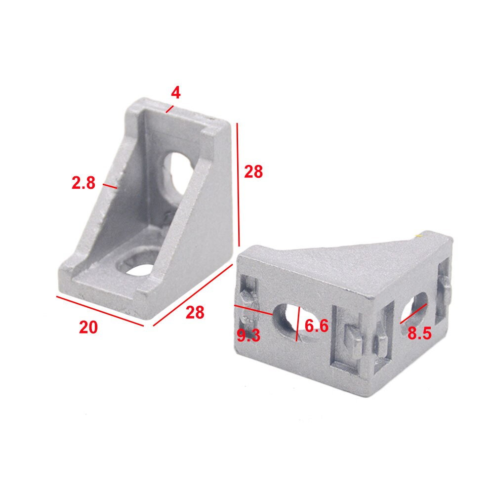 10PCS 2028 Corner Fitting Angle Aluminum 20 x 28 L Connector Bracket for Industrial Aluminum Profile