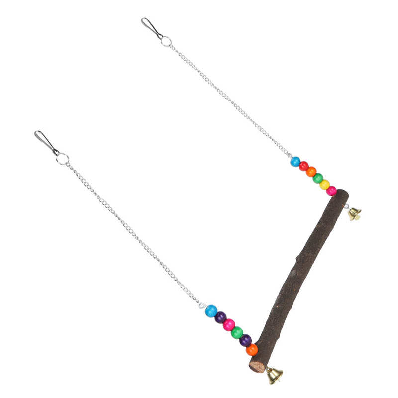 Chicken Swing Toy Suspensible Wooden Chicken Perch Pet Swing Toy with Durable Flat Bar