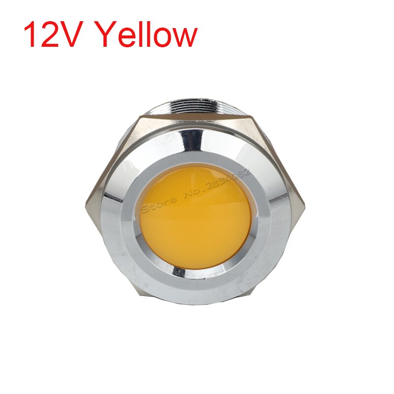 25mm Metal Indicator light LED Signal Lamp Car Boat Pilot Panel Signal Light 6V 12V 24V 220V 110V IP65 Waterproof Warning light: 12v Yellow