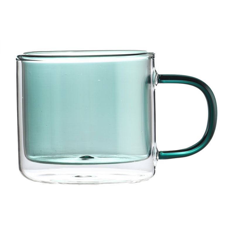 250ml Glass Mug Breakfast Milk Coffe Cup Household Double Wall Water Cup Transparent Couple Drinkware: Green