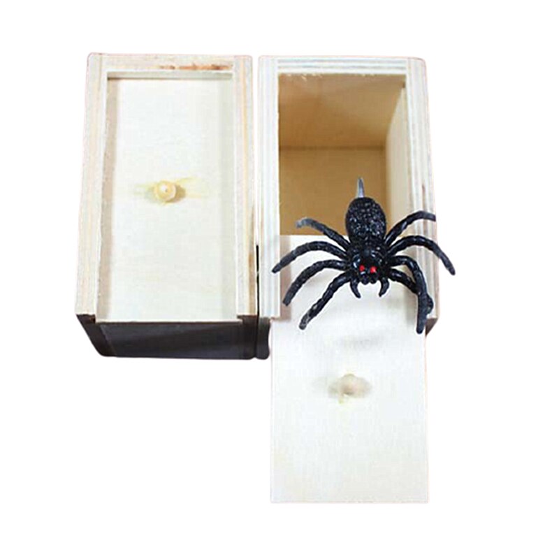 Funny Scare Box Wooden Prank Spider Hidden in Case Great Prank-Wooden Scarebox Interesting Play Trick Joke Toys