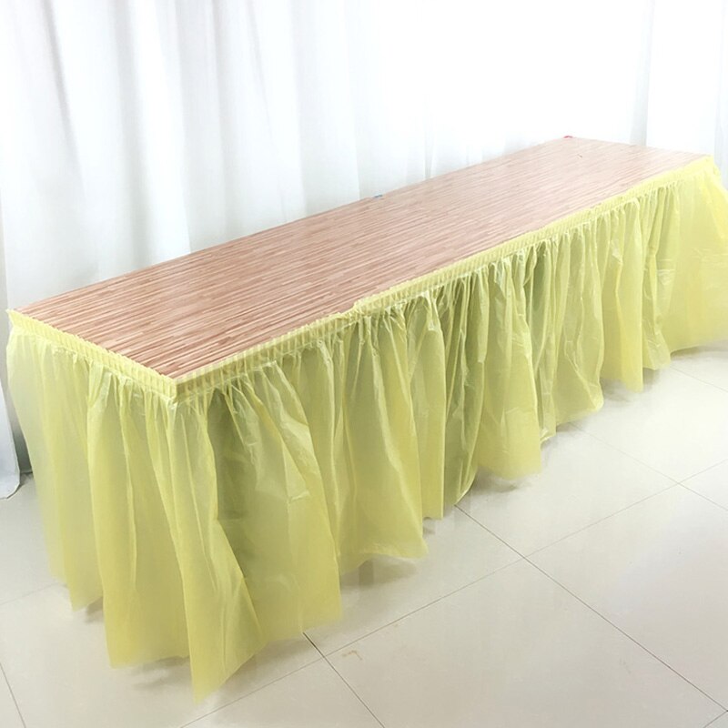 Solid Color Disposable Plastic Table Skirt Baby Shower Birthday Party Outdoor Wedding Party Table Skirt Table Decoration: Yellow