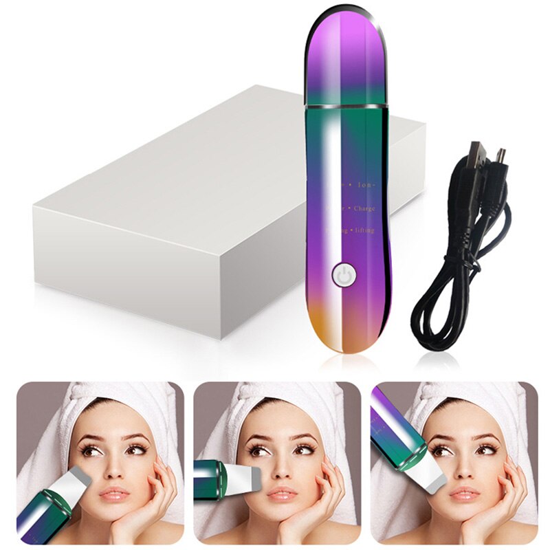 Ultrasonic Face Pore Cleaner Ultrasound Therapy Skin Scrubber Galvanic Ion Spa Beauty Device Facial Massager Face Lift Machine