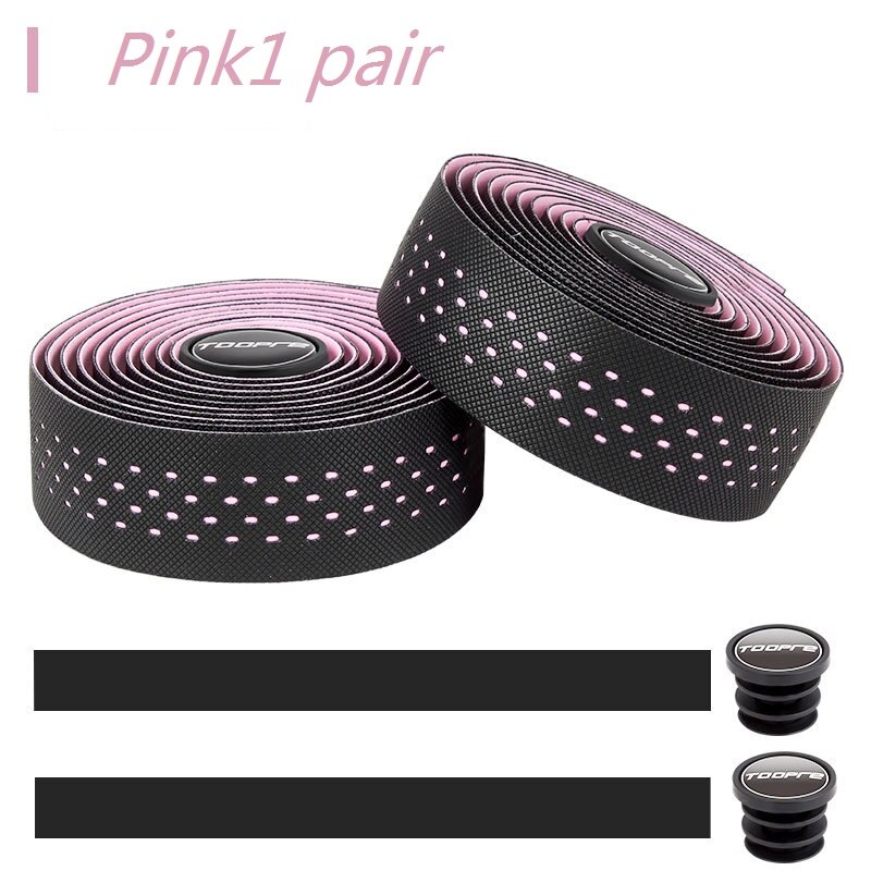 TOOPRE road handlebar strap bicycle strap non-slip breathable sweat-absorbing silicone curved perforated handlebar strap: Pink 1pair