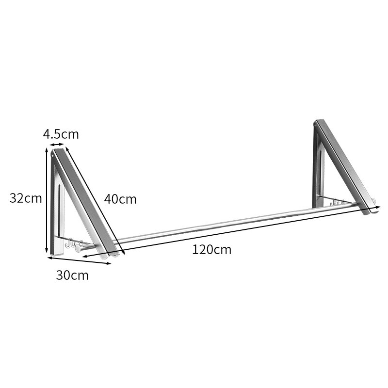 Huishoudelijke Draagbare Vouwen Kleerhanger Muur Gemonteerde Badkamer Droogrek Intrekbare Onzichtbare Kleding Rail Droogrekken: 2pcs Silve 120cm rod