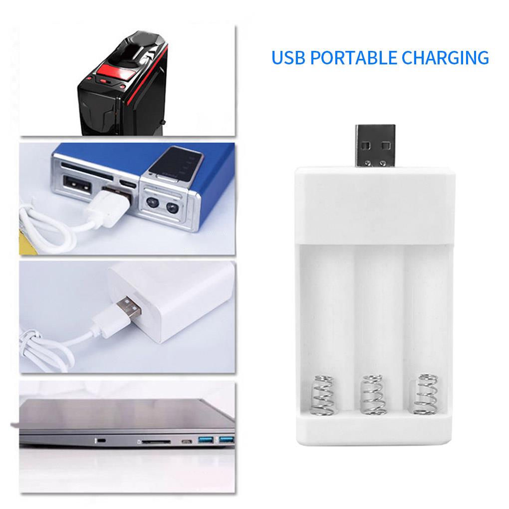 3 Slots Usb Batterij Oplader Voor Aa/Aaa Oplaadbare Batterijen Oplader Voor Afstandsbediening Microfoon Camera Digitale Muis