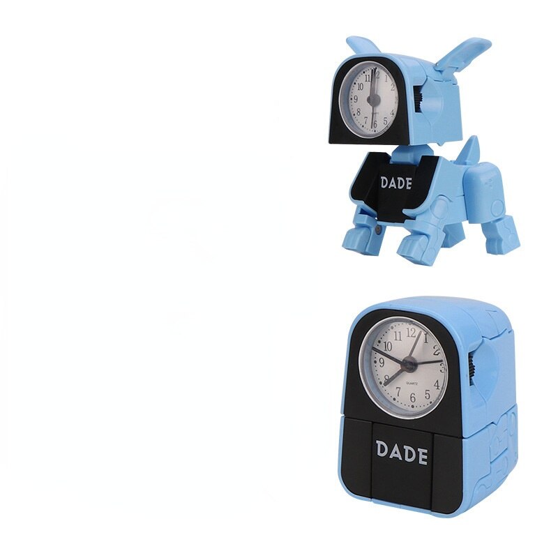 para estudiantes chico lindo Mini reloj de alarma de dibujos animados Perro Robot Reloj de escritorio divertido Reversible de juguete dormitorio despertar reloj aguja de reloj: blue No Battery