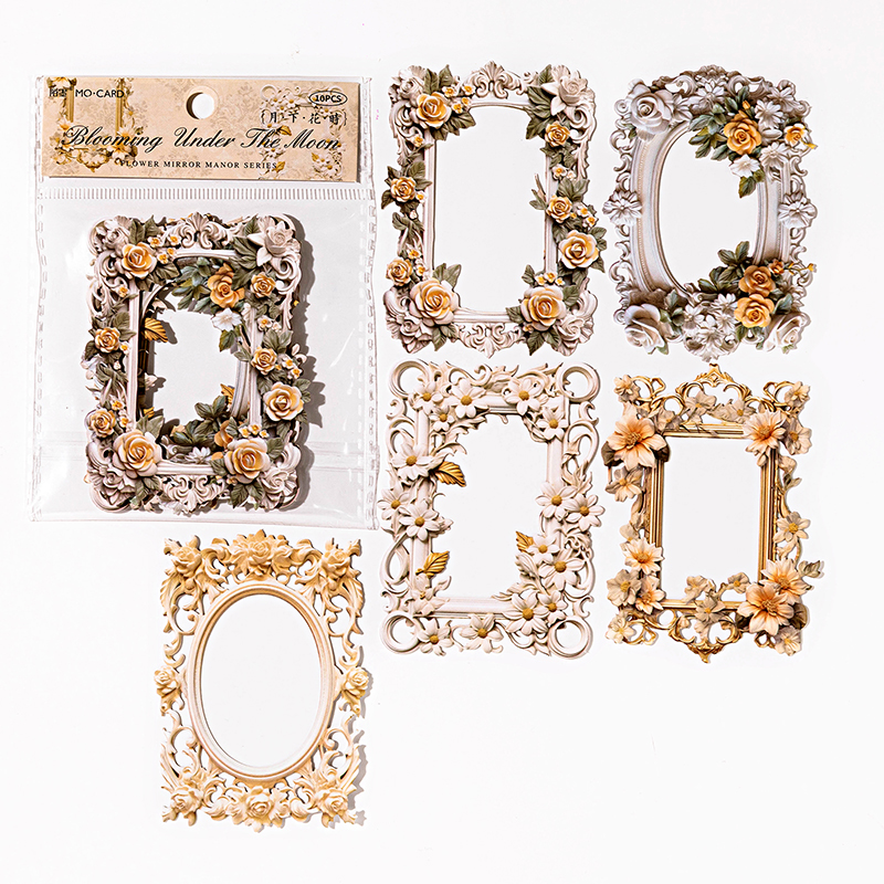10 unids/pack Vintage flores ahuecadas borde Collage tarjeta alivio estilo europeo y americano manual Material decorativo papel: plum