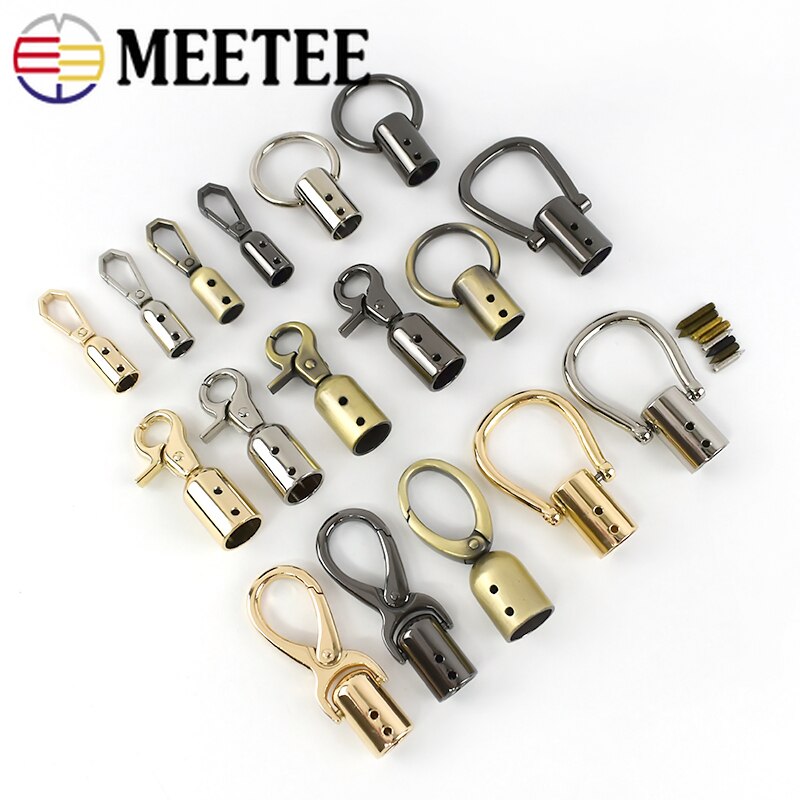 4Pcs Meetee Metalen Kwastje Cap Clip Sluiting Zak Gespen Bag Strap Cord Stopper Riem Haak Handtas Hanger Diy Hardware accessoires