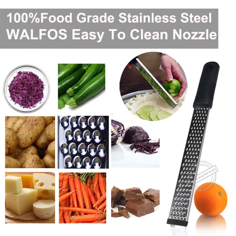 Walfos Multifunction Stainless Steel Lemon Zester Fruit Peeler Cheese Zester Microplane Grater Fruit Vegetable