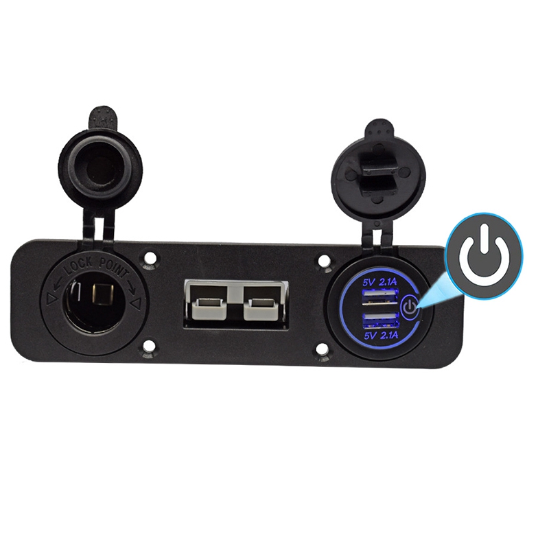 -Flush Mount Anderson Plug Socket Dubbele Usb Lader Socket W/C-Igarette Aansteker Panel Voor Caravan camper Boot Truck