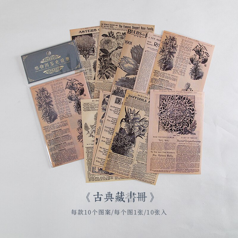 Papel de fundo de borboleta, papel de lixo de papel de diário, scrapbook de plantas, decorativo, vintage, papel de fundo de artesanato faça você mesmo com 10 peças: B