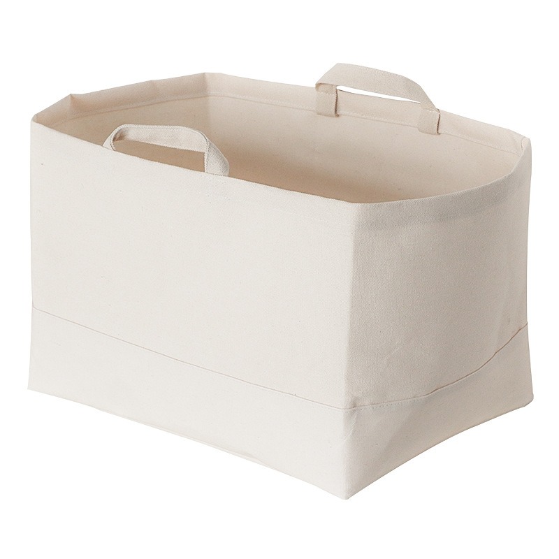 1/3/5PCS Foldable Sundry Storage Basket Canvas Clothes Storage Basket Large Portable Toy Storage Basket White Handheld Organizer