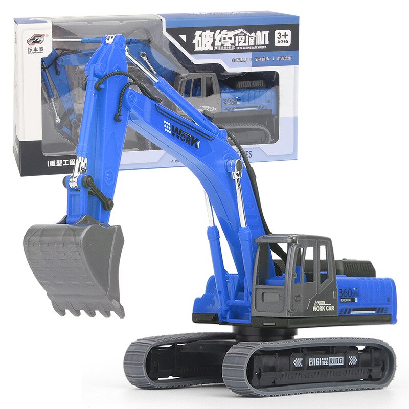 Inertia Excavator Model Engineering Vehicle Children Toy: Blue