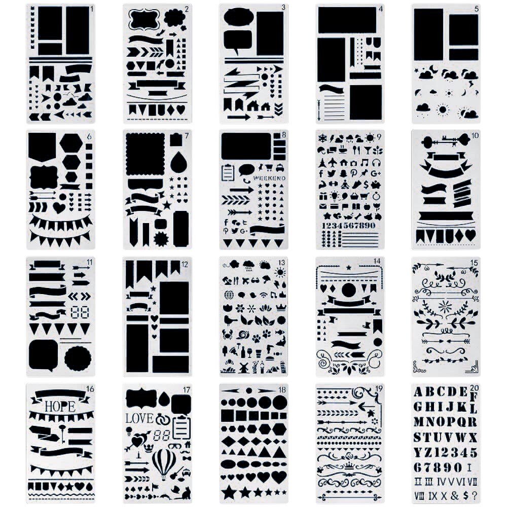 Plastic Planner Stencils Journal Notebook Diary Scrapbook Diy Drawing Template Personality Craft Decoration Painting Tools#p30