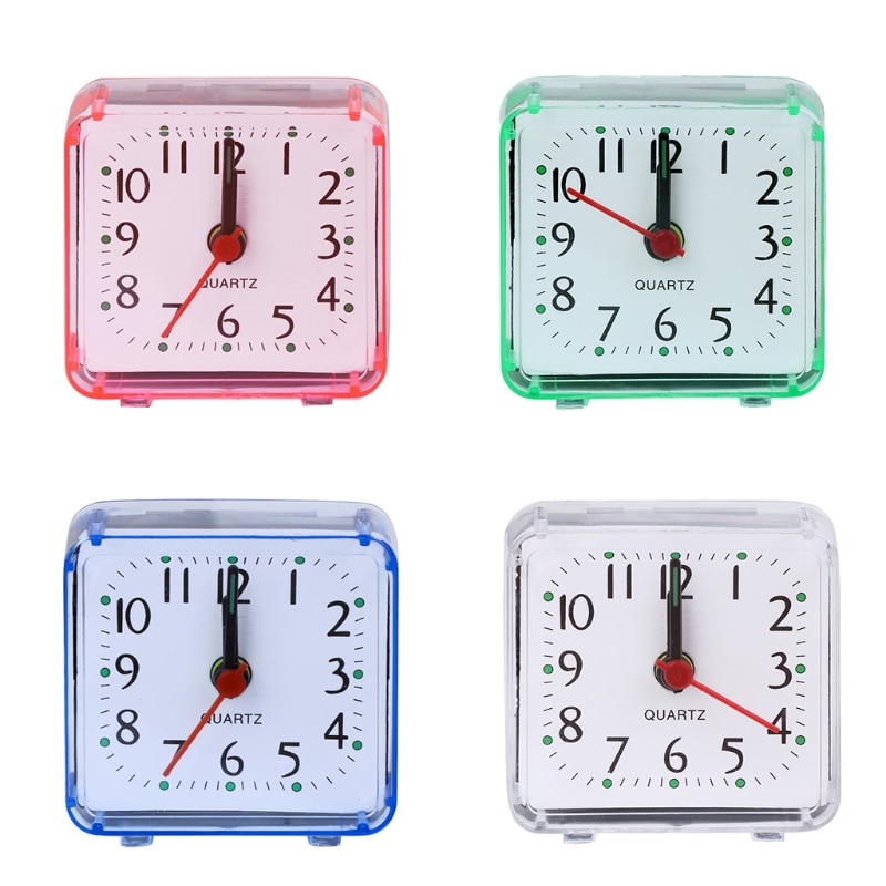 Mini Square Quartz Beep Alarm Clock Plastic Desk Table Travel Trip Portable White/Green/Blue/Pink
