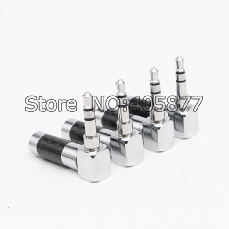 4 Stck Rhodium Überzogene 3,5mm Jack Stereo Audio- Mini Jack Stecker Rechten Winkel Stecker Kohlenstoff Faser, durchmesser 6mm