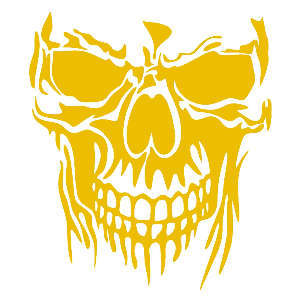 DSYCAR 1Pcs Skull Decal Horrific Skeleton Vinyl Car Hood Window Stickers Vehicle Styling Removable Waterproof Sticker Reflective: Yellow / M