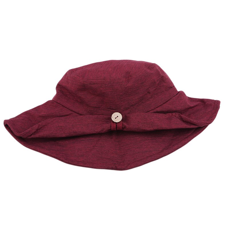 Cappello da sole sportivo da spiaggia da donna bottone pieghevole cappello da sole con fiocco da viaggio moda Casual da esterno cappellino da pescatore ad ala grande cappelli da donna: red