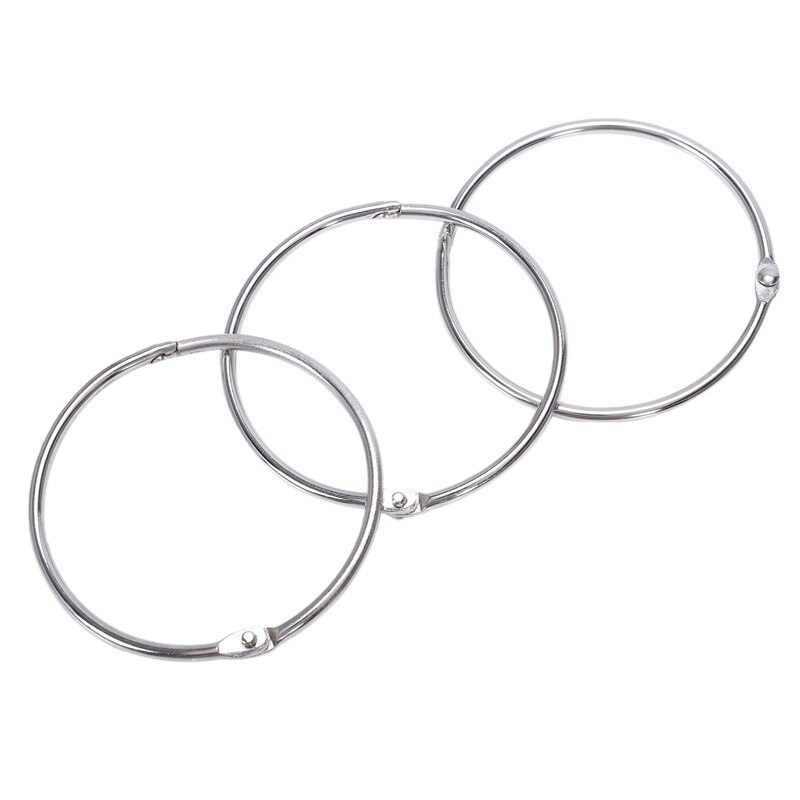 3 x grapa metálica Carpeta de libros anillos de hojas sueltas llavero 66x60xm