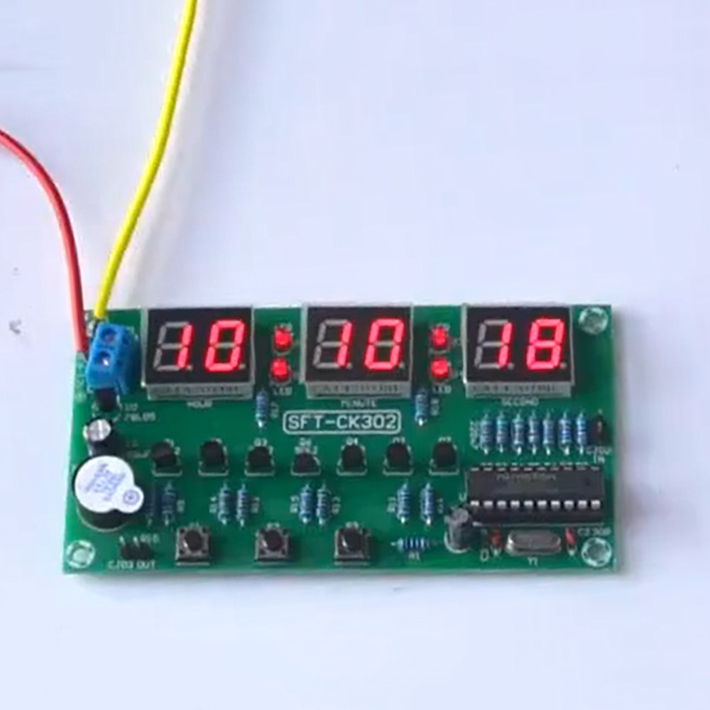 6 Bit DC 6V-12V LED Electronic Clock Module Alarm Clock Countdown Stopwatch Multi-function Digital Electronic Clock Board