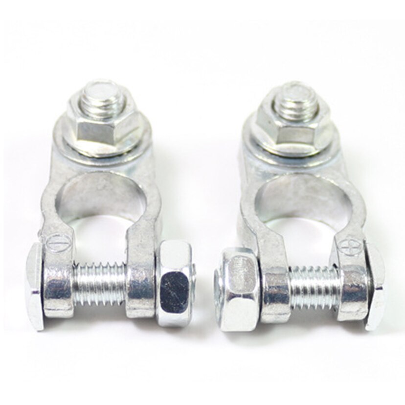 2 Pieces Alloy Auto Battery Terminal Caps Connector Cover Nut Car Positive Negative Clamp Clip Lock Catch Switch With Hole Screw