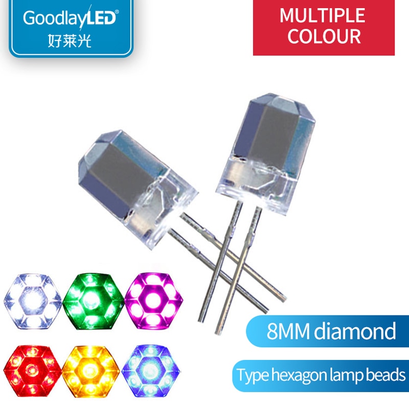 F8 Diamant Hexagonalbright Rood Geel Blauw Groen Roze Wit Led Lamp Kralen In-Line Astigmatisme Lamp String Speciale Lamp