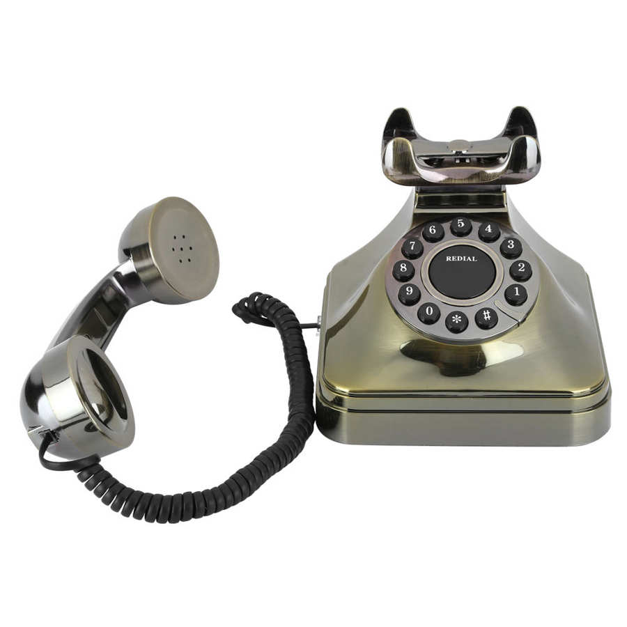 Vintage Retro Landline Telephone Antique Bronze High Definition Call Large Button Dial Telephone for Home Office Hotel