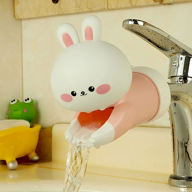 Verbesserte Baby Cartoon Wasserhahn Splash Proof Silikon Extender Kinder Hand Waschen Wasserhahn Assistive Waschen Hand Gerät: Silber