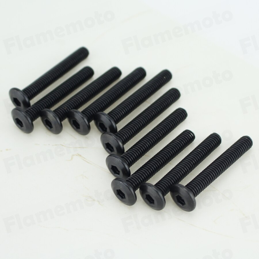 10 stk motorcykel stål bolte skrue sort fladt hoved  m6 x 40mm