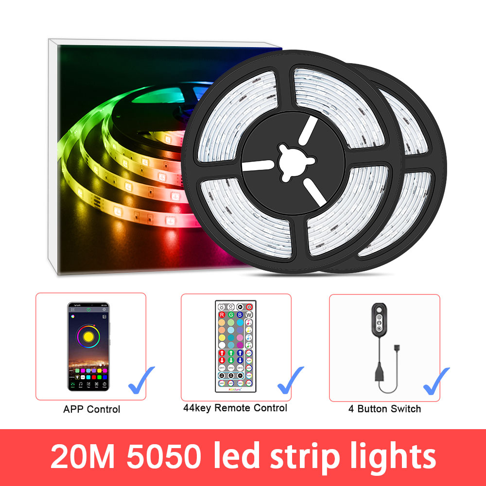 Colorrgb, led lys stripe, musikk synkronisert farge skiftende rgb 5050 , telefon app fjernkontroll , led lys tau 6m 12m 15m: 5050 musikk 20m / 30 lysdioder per m