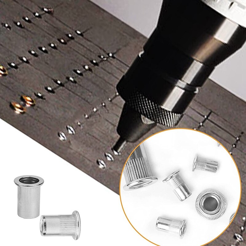 Rivet Nuts Assortment M6, 80 Pieces Rivet Nut M6 A2-70 Stainless Steel Tool Flat Head Thread Rivet Nutsert Cap Nuts