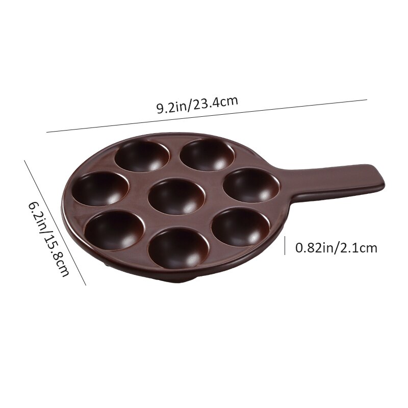 Plaque à Escargot en céramique, avec poignée, outils alimentaires, vaisselle, plateau de cuisson, Gadget de cuisine: L-brown