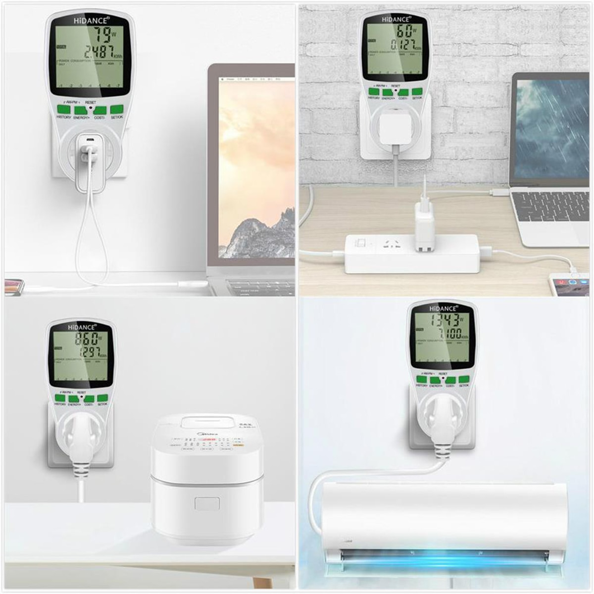 EU Plug Plug-in Digital LCD Energy Monitor Power Meter Electricity Electric Usage Monitoring Socket
